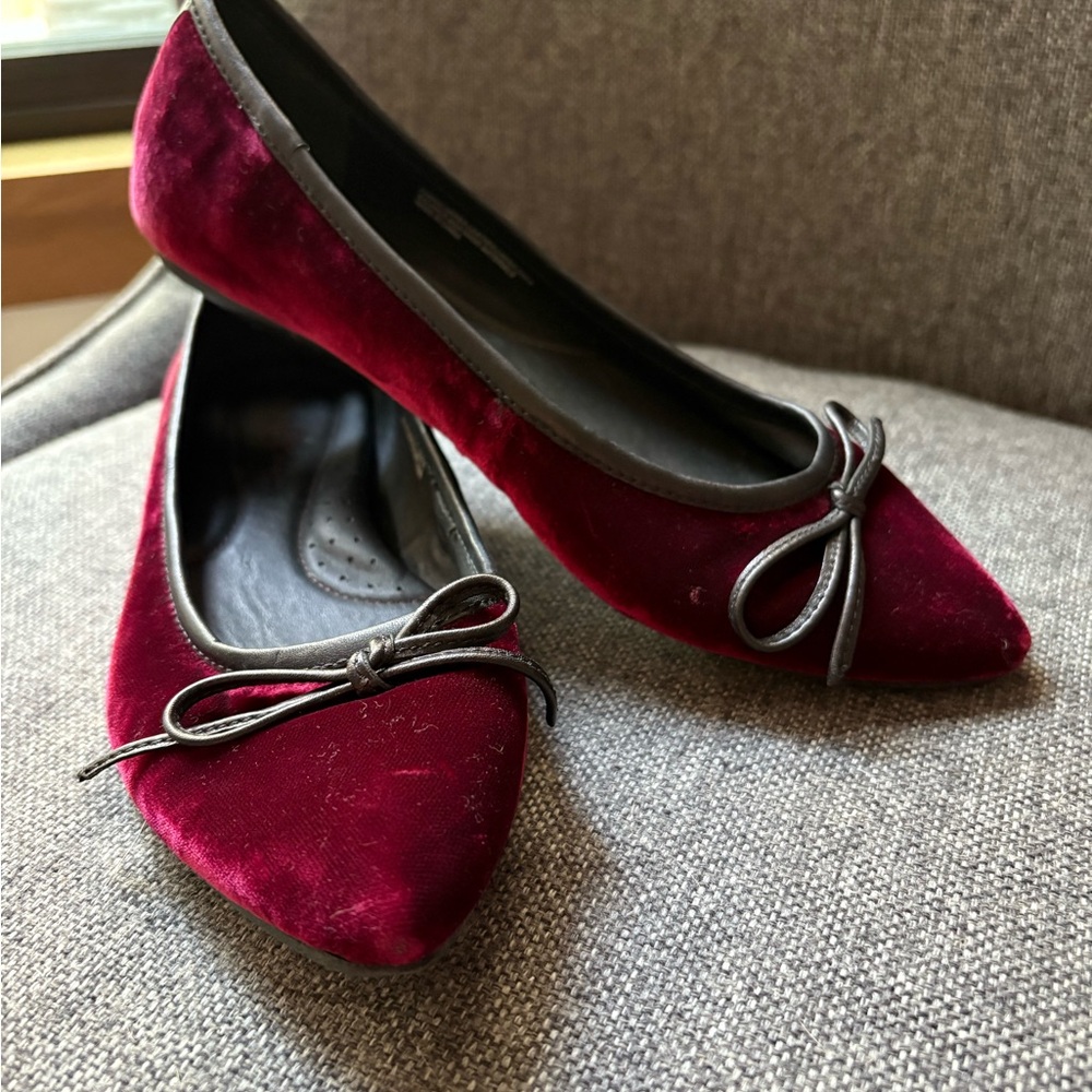 Burgundy Velvet Ballet Flats